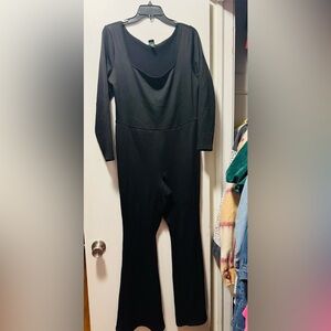 Ribbed Black Long Sleeve Jumpsuit